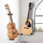 CroBlissful Guitar Wall Mount 6 Pack Horizontal Guitar Wall Hangers Guitar Holder Hook Stand for Wall Brown Solid Wood Guitar Display Rack with Screws for Acoustic, Electric Guitar Banjo Bass Mandolin