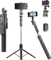 Naxifly 67"/170cm Phone Tripod,All-in-1 with Wireless Selfie Stick with Remote,360 °Vertical & Horizontal Rotatable,Portable Extendable Selfie Stick Travel Tripod for iPhone/Android/Camera/Webcamera