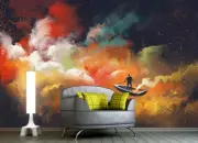Colorful Ferryman Painting Wall Sticker Self-adhesive Wallpaper Murals Removable