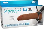 FX Elite 6 Silicone Hollow Strap-On - Tan - Tan 15.2 cm Hollow Strap-On