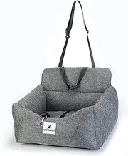 KUMIHON Dog Car Seat Upgrade Deluxe Washable Portable Pet Car Booster Seat Travel Carrier Cage with Clip-On Safety Leash, Perfect for Small Dogs Medium Dogs Bed - Gray