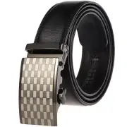 Business Men's Cow Leather Belt Automatic Buckle Belt Ratchet Strap Gift Jeans