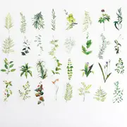 34pcs/set Big Size Original Green Plants Sticker Washi Paper Stationery Stickers Scrapbooking DIY Stick Label Plant Illustrations