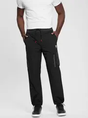GUESS Black Zubin Active Pant Size: Medium, Polyester
