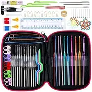 100Pcs Crochet Hook Set, Crochet Needles with Case, DIY Hand Knitting Craft Art Tools, Crochet Kit for Beginners, Knitting Yarn Lovers(Color:as Shown)