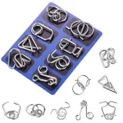 8pcs set Metal Wire Puzzle Toy Brain Teaser Game Kid Mind IQ Test Ring