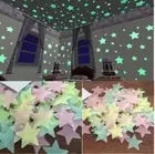 100 PCS 3D STARS & MOONS Glow in the Dark Fluorescent Wall Stickers Kid Bedroom