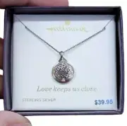 NWT Boxed Hallmark Sterling Silver Tree of Life Pendant Necklace Diamond Chip