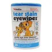 Petkin Tear Stain Eye Wipes Gentle Eye Area Cleanser (30 pack) | For Dogs/Cats