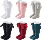 Pack of 6 Baby Toddler Socks Knee-Length Knee Socks with Bow Cotton