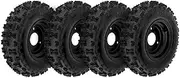 YC Yier 4 Pack 4.10-6 Tires and Wheels Rims 6" Go Kart Wheel 4.10x6 410-6 Tubeless Tire for ATV Quad Mini Bike Scooter Lawn Tractor Mower 4 Wheelers Drift Trike Snow Blower Wheelbarrow, TK111
