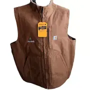 NWT XL Carhartt Washed Duck Sherpa-Lined Loose Fit Mock-Neck Vest John Deere