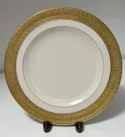 2 Morgan Belleek John Wanamaker 8.5” Salad / Dessert Plates Encrusted Gold -PL08