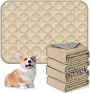 FunFurry Washable Pee Pads for Dogs - 4 Pack Reusable Pee Pads，Waterproof Puppy Pads，Pet Training Pads，Super Absorbent with Dog Paw Shape Non-Slip Backing (Cream, 18" X 24" - 4 Pack)