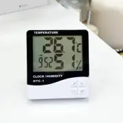 Digital Clock LCD Indoor Thermometer Hygrometer Humidity Meter Alarm Clock White