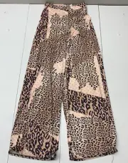 Bohoo Womene Leopard Print High waisted Wide Leg Pants Size 8