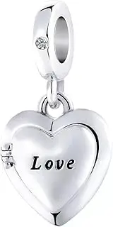 [MiniJewelry] Mom Love Heart Dangel Charm Compatible with Pandora Charms Bracelets Openable Women Daughter Wife Mothers Day Birthday, Copper Cubic Zirconia, Cubic Zirconia