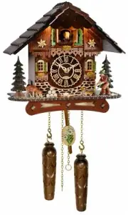 Quartz Cuckoo Clock Black forest house with music and ligh.. TU 7200 QM HZZG NEW
