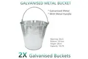 2x Galvanised Metal Buckets 10L Drinks Beer Coolers Water Icing Ice Tubs Tin Pot