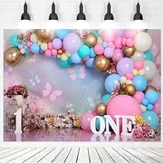 First Birthday Backdrop for Girl 1st One Year Old First Birthday Cake Smash Decor Backdrop Photo Studio Photography Background Photoshoot(8x6ft)