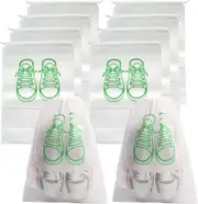 10 PCS Travel Shoe Bag Non-Woven Fabric Dustproof Shoe Bags for Travel, White
