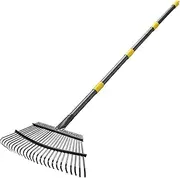 TAILERNRUYE 25 Tines Rake for Leaves,Heavy Duty Garden Leaf Rake for Lawns,162cm Long 45cm Wide Adjustable Sturdy Metal Yard Rake with Non-Slip Comfort Handle