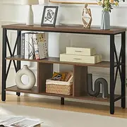 HOMBAZAAR Rustic 3-Shelf Console Table with Storage, Country Rustic Style, Entryway, Hallway, Living Room, 47 inch