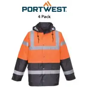 Portwest Hi-Vis Two Tone Traffic Jacket 4 Packs Waterproof Reflective Work S467