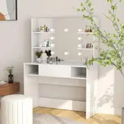 Makeup Table with LED Lights 100x40x135 cm MDF Shining White