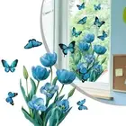 Blue Flower Tulip Double Sided Electrostatic Sticker Decorative Sticker PARTS