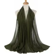 Dark Olive Green Women's Bubble Chiffon Scarf | Ladies Wrap | Shawl