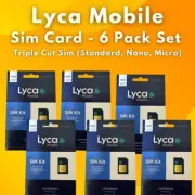 Lyca Mobile Triple Cut 5G/4G SIM Card (Standard, Micro & Nano) - 6 pack