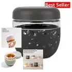 24oz Eco-Friendly Terrazzo Charcoal Glass Meal Prep Container - Dishwasher Safe