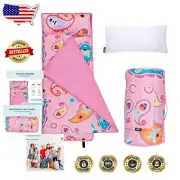 Soft Kids Nap Mat with Pillow - Ideal for School, Travel & Comfort in Paisley