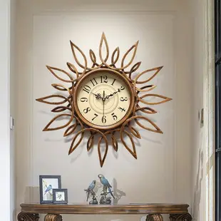 時鐘 美式掛鐘 復古靜音客廳掛表玄關金屬掛鐘 時尚臥室餐廳大氣裝飾鐘表