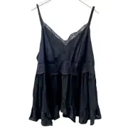 TORRID Babydoll Cami Plus Size 3X (Torrid 3) Black Eyelet w/ Lace Rayon NWT