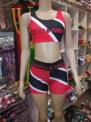 TRINIDAD & TOBAGO Flag Crop Top and Shorts Set Sports Active Wear Workout Casual
