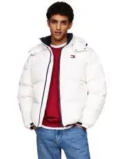 [Tommy Jeans] Flag Badge Alaska Puffer Jacket in White