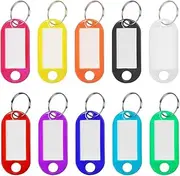 Plastic Key Tags 100 Pcs,Tags with Label Window ID Luggage tag with Split Ring Key Ring Key Chain,Key ID Tags for Name Tag, Key Chain Tag,10 Color.