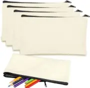 Canvas Pencil Cases, Zipper Pouches 21x12cm, Spacious Storage for Pens Pencils