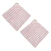 2PK Annabel Trends Muslin Security Blanket Baby Blankie 32cm Gingham Pink Clay