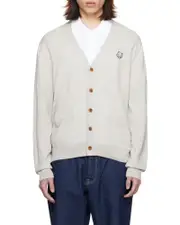 Maison Kitsuné Fox Head Patch Knitted Cardigan XL,L,XXL,M White
