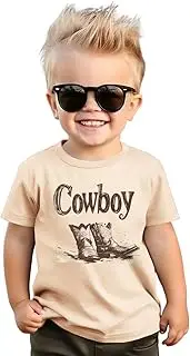 [KEKEMI] Toddler Baby Boys Cowboy Shirts Western Retro Graphic T Shirt Rodeo Party Outfit Summer Tees Short Sleeve Tops Clothes