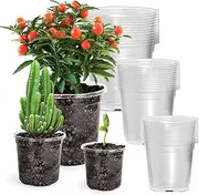 Bluepro 36 Packs 5/4/3.5 Inch Reinforced Clear Nursery Pots with Drainage Hole, Transparent Variety Pack Plastic Plant Pot Seedling Planter Seed Starter Flower