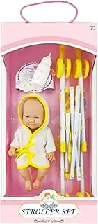 Doll Stroller Set | 10Inches Doll Set Foldable Nursery Doll Stroller - Realistic Stroller Toy Set Pretend Doll Playset for Girls