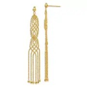 14k Yellow Gold Beaded Chain Drop Dangle Earrings 2.64 Inch