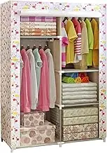 Portable Wardrobe Shelves, Canvas Wardrobe with Hanging Rail, Shelves, Clothes Closet Storage Organizer for Bedroom, Living Room,Color-88x45x166cm