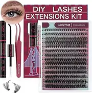 Mayhug Lash Clusters Kit 280Pcs Lash Extension Kit Individual Wispy Cluster Lashes Natural 9-16Mix DIY Eyelash Extension Kit D Curl Cluster Lashes at Home (30+40+50D Kit)