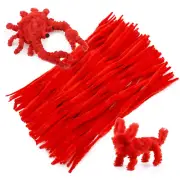 100 PCS Pipe Cleaners Chenille Stem, Bump Chenille Stems Pipe Cleaner, Red Pipe