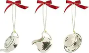 [Spode] Christmas Tree 3-Piece Tea Set Ornament, Durable Holiday Ornament for Festive Decor & Winter Wonderland Display - Sleek Seasonal Ornaments for Tree, Mantel, Holiday Home Decoration